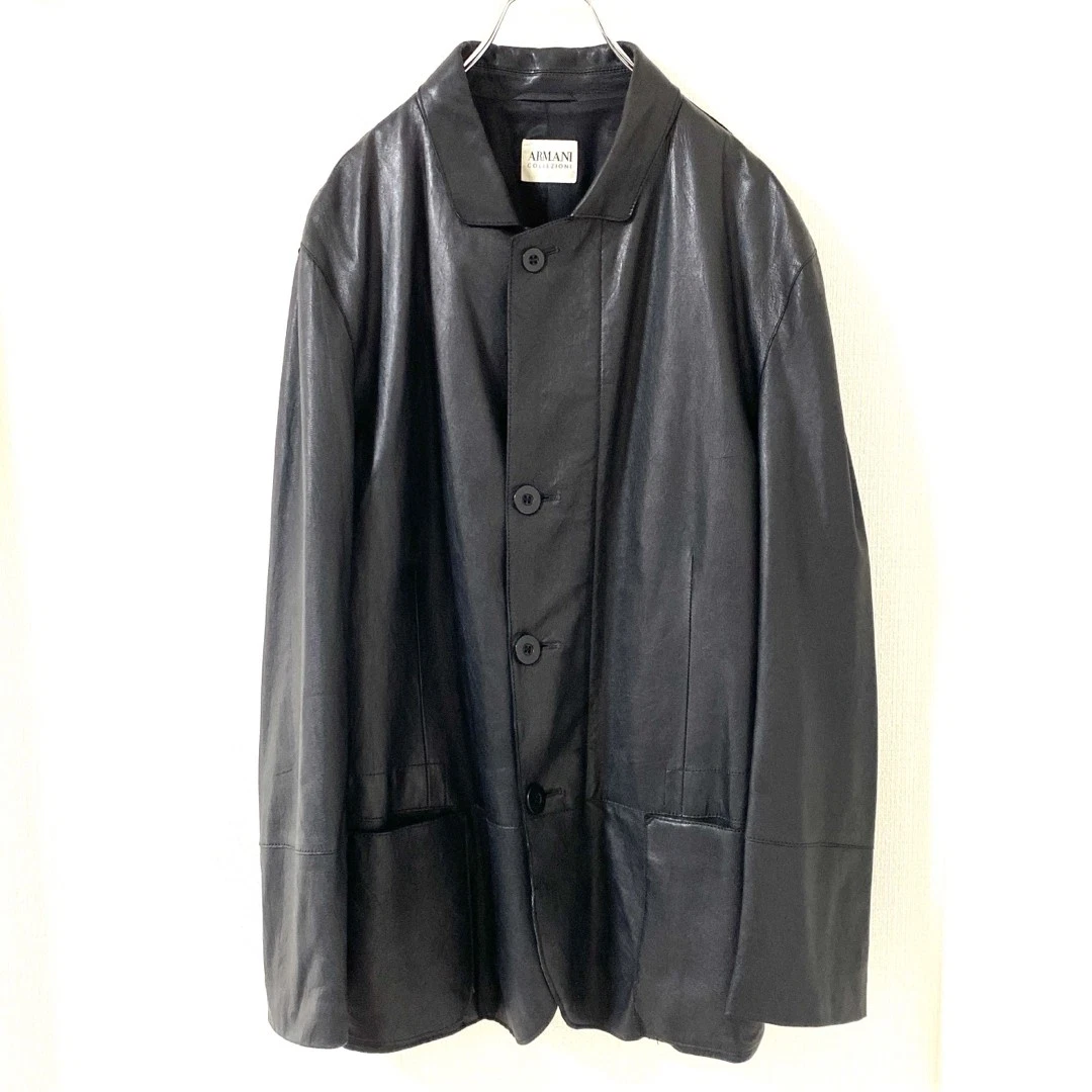 Armani Collezioni Leather Outer Shell Black Coats, Jackets & Vests