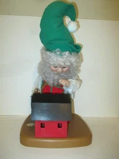 VTG SANTA'S BEST ANIMATED CHRISTMAS CARPENTER ELF W/SAW+BARN WORKS NEEDS REPAIR!