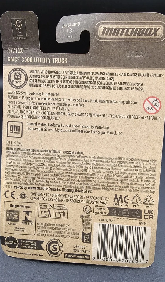 Matchbox 2025 GMC C3500 Utility Truck Lot (2) Yellow  New in Card - Image 4 of 4