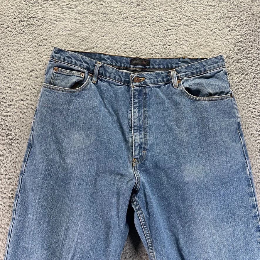 Vintage Perry Ellis Jeans Mens 40x30 Blue Light Wash Baggy Loose Tapered Cotton - Image 2 of 4