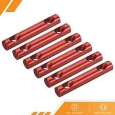 6 Pack Tent Rope Adjusters 60mm 2 Hole Aluminum Alloy Tensioners Guyline Red