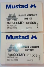 Mustad & Son Round Bent Sea Hooks Flatted Duratin Sz 568 160pc Bait Fishing 