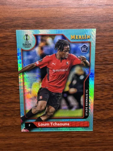2021-22 Topps Merlin Chrome Loum Tchaouna AQUA PRISM ROOKIE SP #136 Rennes RC￼