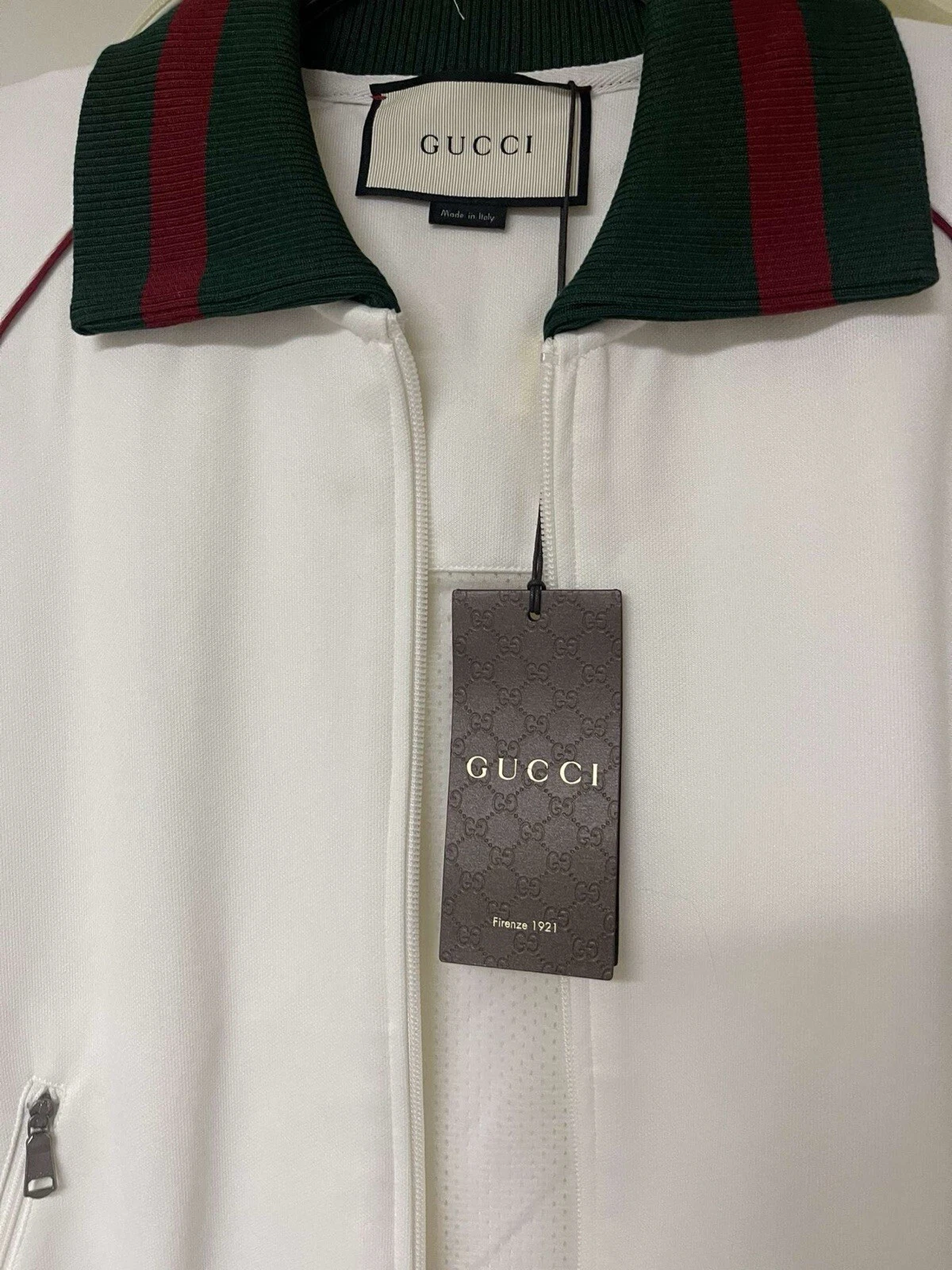 Gucci Track Jacket Uomo XS Taglia 48 $1800 MSRP Bianco Rosso Verde Web