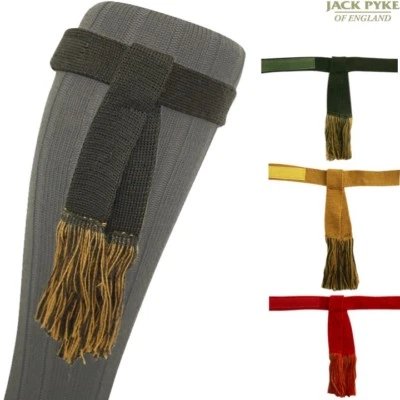 JACK PYKE QUICK FIT GARTERS SHOOTING SOCK WOOL HUNTING TASSLES GREEN RED GOLD