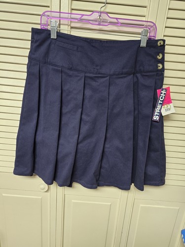 NEW Lee School Girl's navy blue pleated skirt size 20 side zipper and buttons - Picture 6 of 6