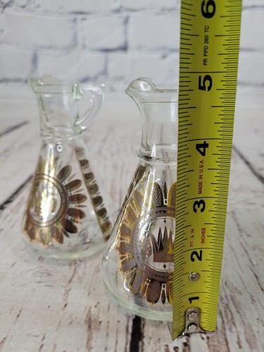 Vintage MCM Georges Briard Gold Trim Oil & Vinegar Cruet Regalia Set - Picture 6 of 6