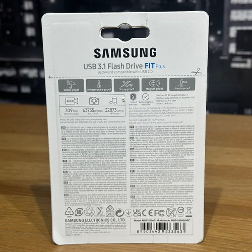๐ข Samsung FIT Plus USB 3.1 Flash Drive 256GB Speed up to 400MB/s Gray Silver - Afbeelding 5 van 7
