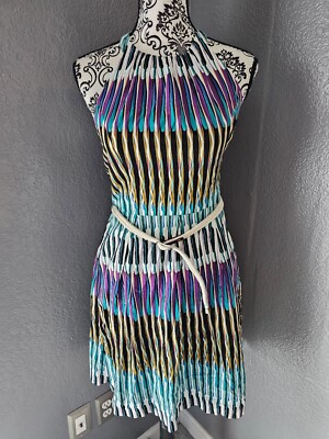 jessica howard halter dress Woman's size 6 multi colors fitted & flare layered Chiffon gown