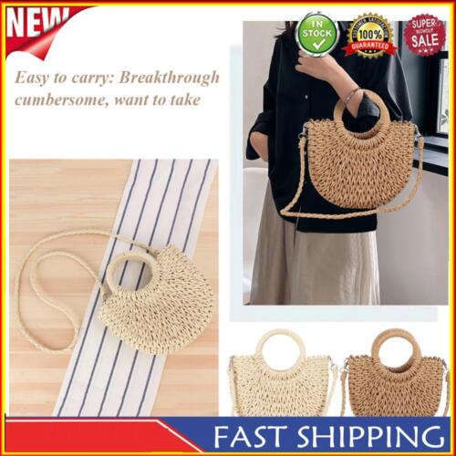 Women Messenger Bags Fashion Woven Hand-Woven Bag Simple Holiday Beach Bags Tote - Afbeelding 1 van 18