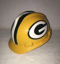 GREEN BAY PACKERS HARD HAT MSA  NFL V-GARD MEDIUM SIZE YELLOW/GREEN