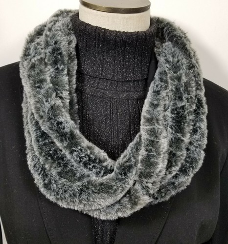 Women Soft Faux Fur Necklace Infinity Scarf Magnetic Clasp Accessory - Picture 18 of 22