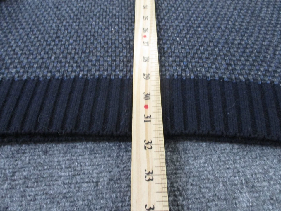 Barbour Sweater Mens L Gray Blue Wool Sweater Outdoors Elbow Patch Pullover - Image 4 of 4