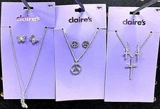 Claire’s Girls Earrings & Necklace Set Choose Butterflies/Peace Signs/Crosses