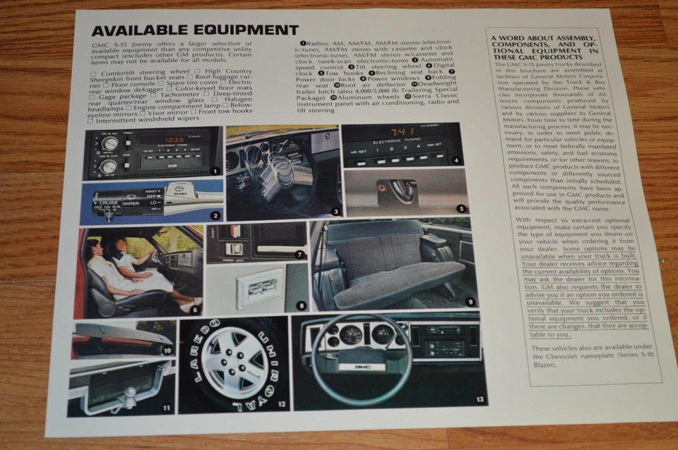 GMC S15 1984 Jimmy exterior opciones de color/especificaciones anuncio de distribuidor original Foto 2 de 2
