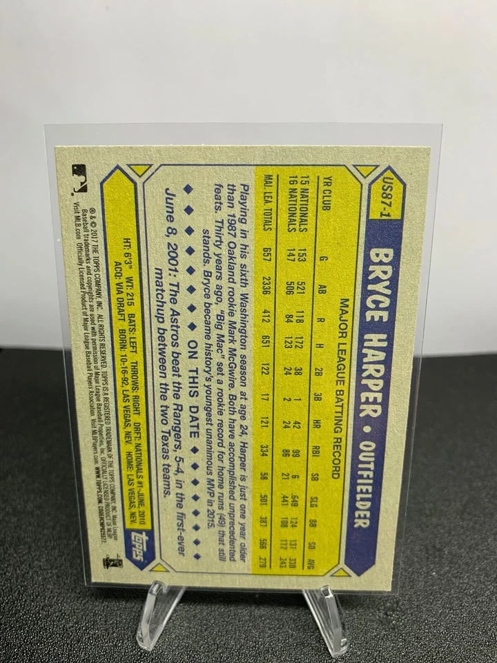 2017 Topps Update #US87-1 Bryce Harper Washington Nationals - Image 2 of 2