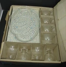 12 Piece Snack Set Homestead Federal Glass Co. 4 Cups 4 Plates 4 Juice/Cocktail