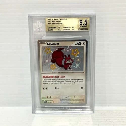Skwovet 205/091 - Paldean Fates - Graded Pokemon Card - BGS 9.5 (PSA 10)