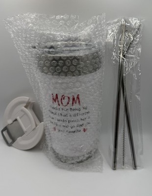 MOM We Love You 20 oz Tumbler Cup Birthday Gift Present - NEW