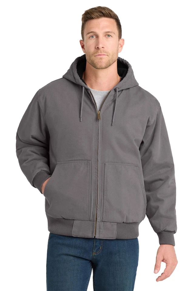 CornerStone Washed Duck Cloth Insulated Hooded Work Jacket CSJ41 Gray L - Image 3 of 4