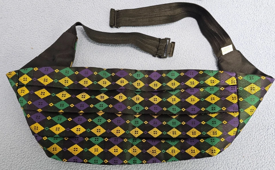 Juego de pajarita y faja de Mardi Gras multicolor para hombre - Hecho a mano Foto 4 de 4