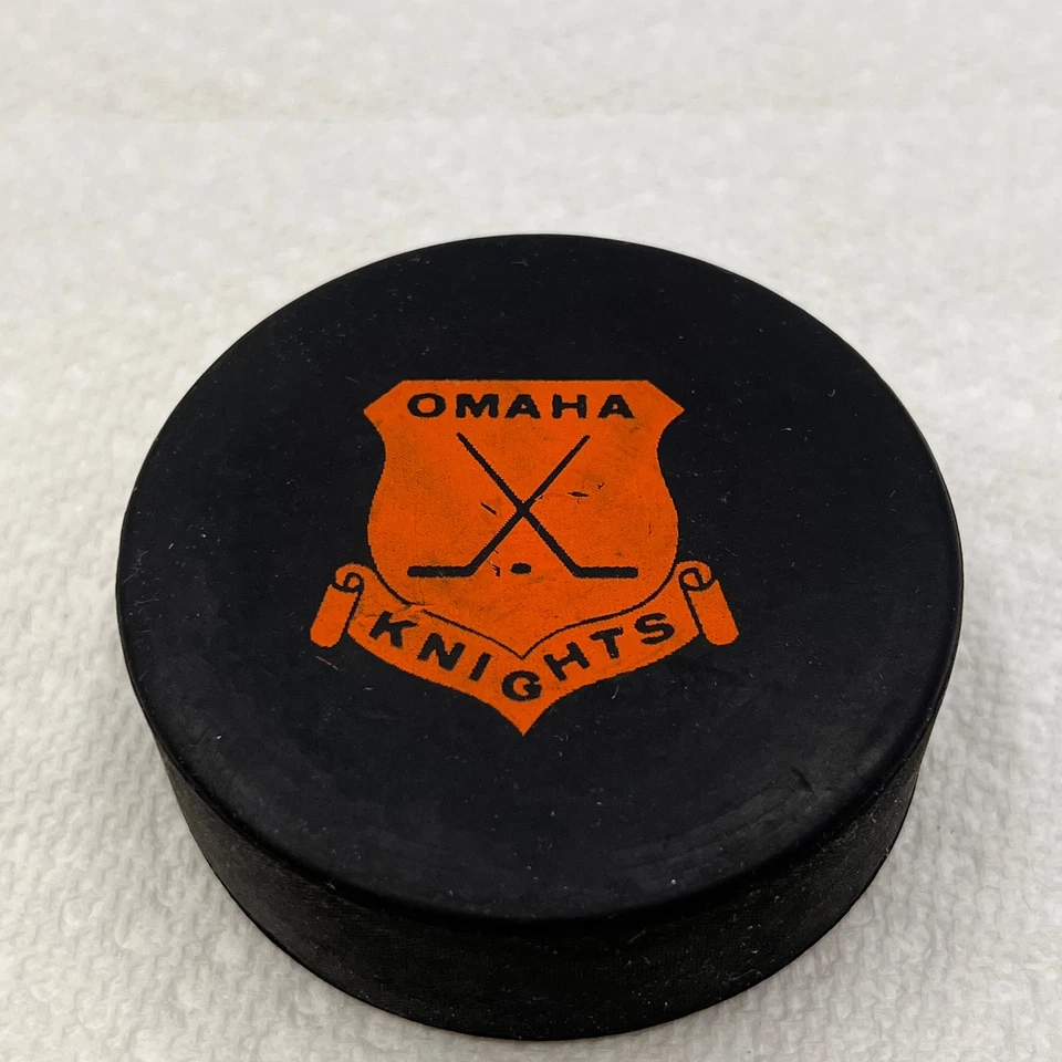 Lot of 3 Vintage Omaha Knights Hockey Puck Nebraska CHL Aksarben Orange & Red - Image 3 of 4