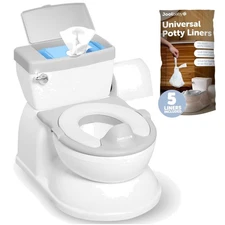 Real Feel 2-in-1 Potty with Wipes Storage, Flushing Sounds & Disposable Liner...
