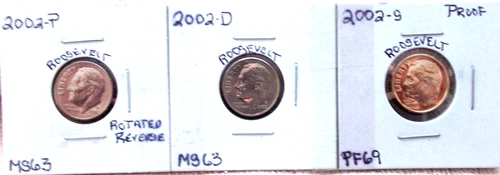 2002-P MINT STATE / 2002-D MINT STATE / 2002-S HIGH END PROOF ROOSEVELT DIMES