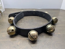 Vintage Leather Strap With Brass Sleigh Bells For Holiday Decoration & Jingle So