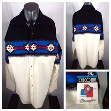 New Vintage Wrangler Aztec Western Pearl Snap Shirt Large Long Sleeve 90 s