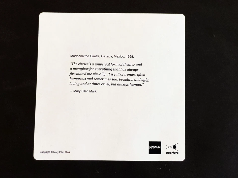 Estate Stamped MAGNUM SQUARE PRINT Mary Ellen Mark "Madona the Giraffe" 1998 - Image 4 of 4