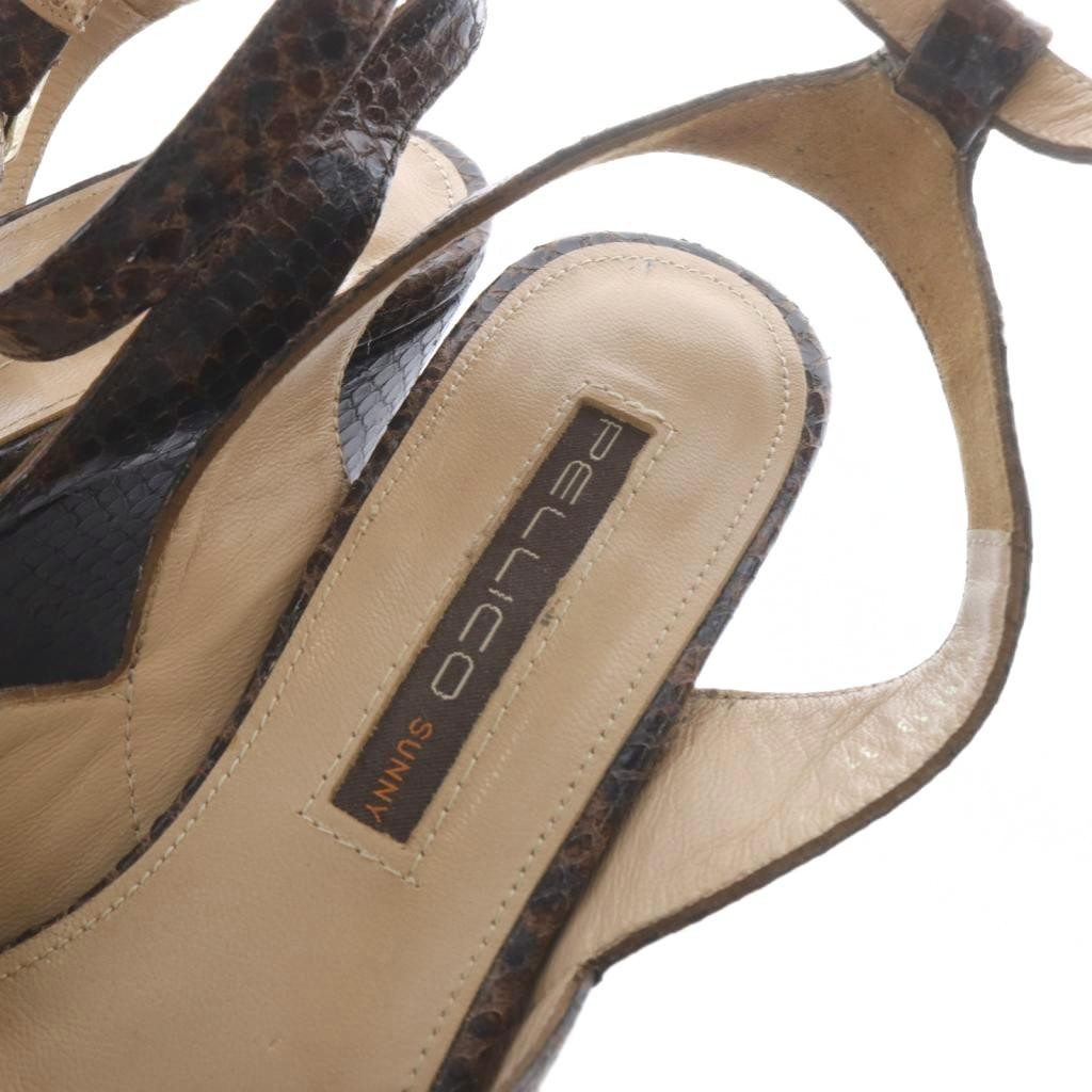 PELLICO Sandals Python Pattern Strap 37 Brown /SR… - image 8