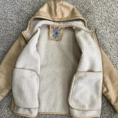 Rainforest beige faux-suede and sherpa-lined hooded jacket image 3