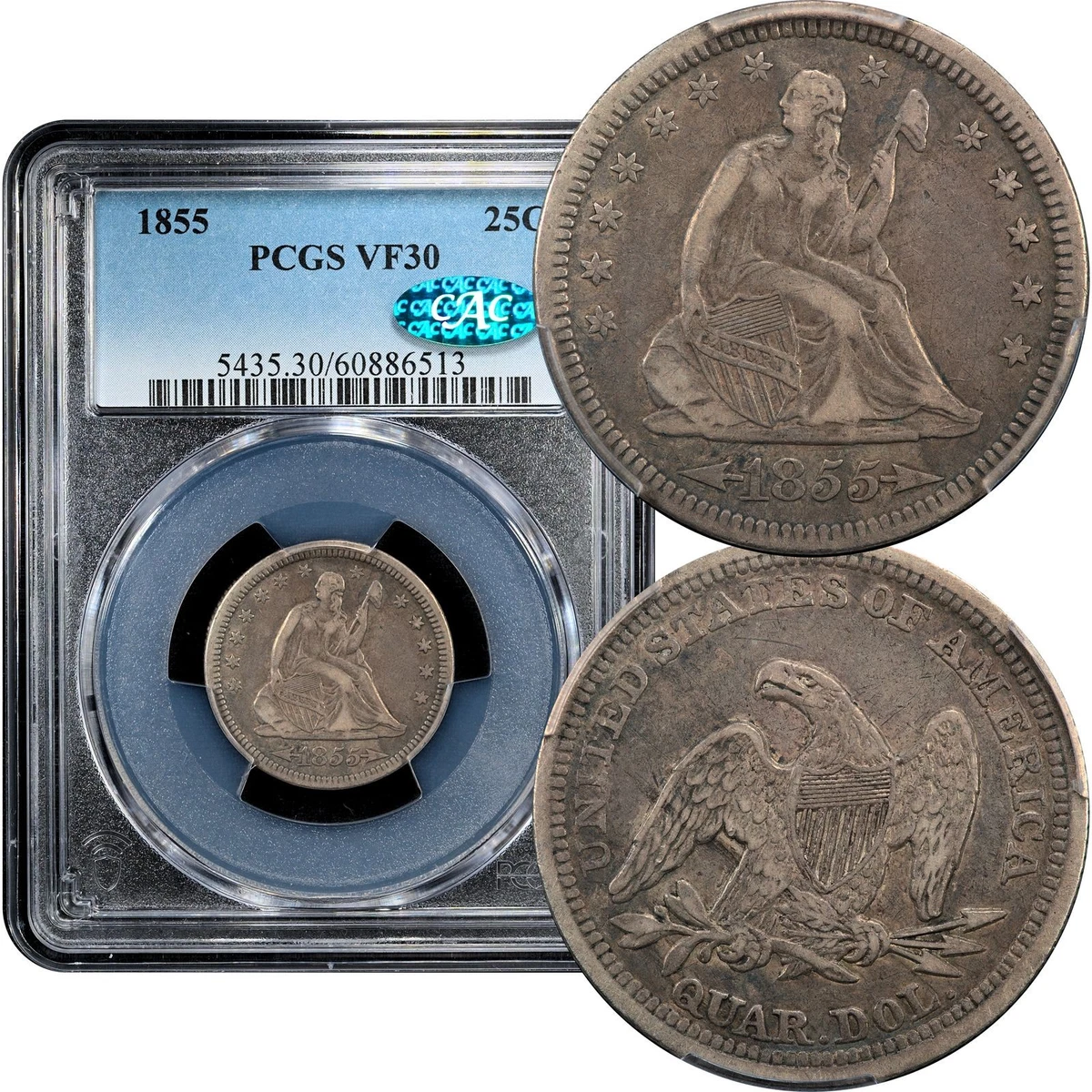 1855 Year Seated Liberty US Quarters (1838-1891) for sale | eBay