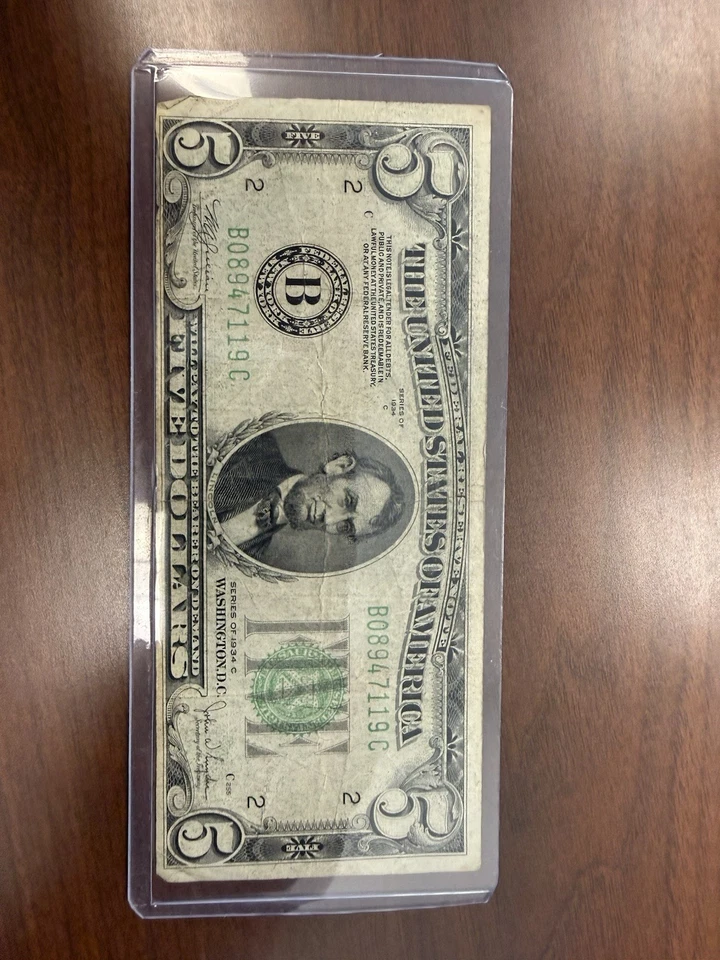 Vintage 1934 Currency Set $100, $20, $10, $5, $1 notes - Image 3 of 4