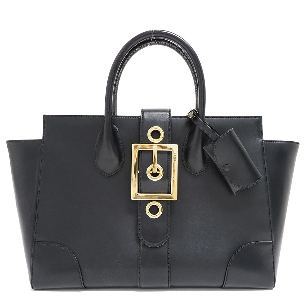 Gucci sac fourre tout en cuir sac à main noir 323652 ceinture à rabat brillant r8_0404