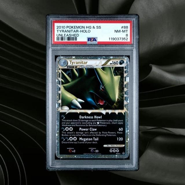 2010 POKEMON HEARTGOLD & SOULSILVER UNLEASHED #88 TYRANITAR-HOLO PSA 8
