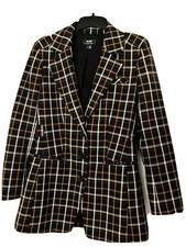Maeve Anthropologie Black Oversized Plaid Equestrian Blazer Jacket Size 4 Nwot