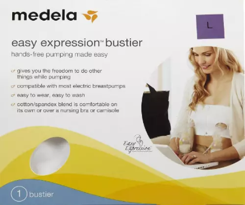 Medela Easy Expression Bustier Hands Free Pumping Bra Size Large Color White - Picture 1 of 6