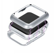 For Apple Watch Series 5 44mm Silver Magnetic Metal Bumper Protective Frame Case