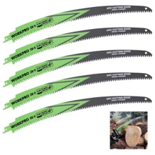 WORKPRO 15" Wood Pruning Reciprocating Saw Blades Set Arc Cutting Edge 6TPI 5PCS