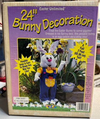 Easter Unlimited Posable 24  Easter Bunny Decoration Seasonal Holiday - NEW