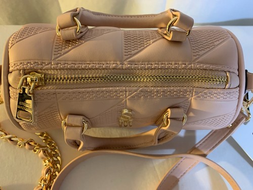 Rare Steve Madden Round Circular Barrel Crossbody Bag Pink & Gold Chain Strap - Picture 3 of 7