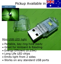 Portable MINI USB LED Light Bulb Ambient Night Reading 0.25w White LowPower