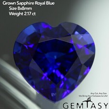 Cut stone - Sapphire Royal Blue Czochralski (Pulled) lab grown 8x8mm 1.98-2.25ct