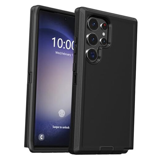 Heavy Duty for Samsung Galaxy S24 Ultra Case, 16FT Military Grade A-Black