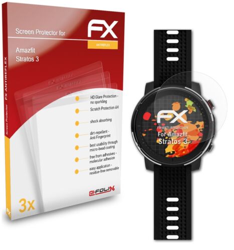 atFoliX 3x Film Screen Protector for Amazfit Stratos 3 Matte & Shockproof - Picture 1 of 9