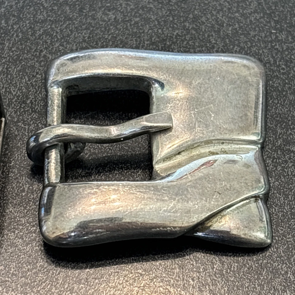 Cordón Barry Kieselstein 1981 plata esterlina moderno hebilla de cinturón + 2 guardianes 1353 Q Foto 2 de 4