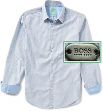 NWT Hugo Boss Green Label By Hugo Boss Modern Fit Striped Button Down Shirt