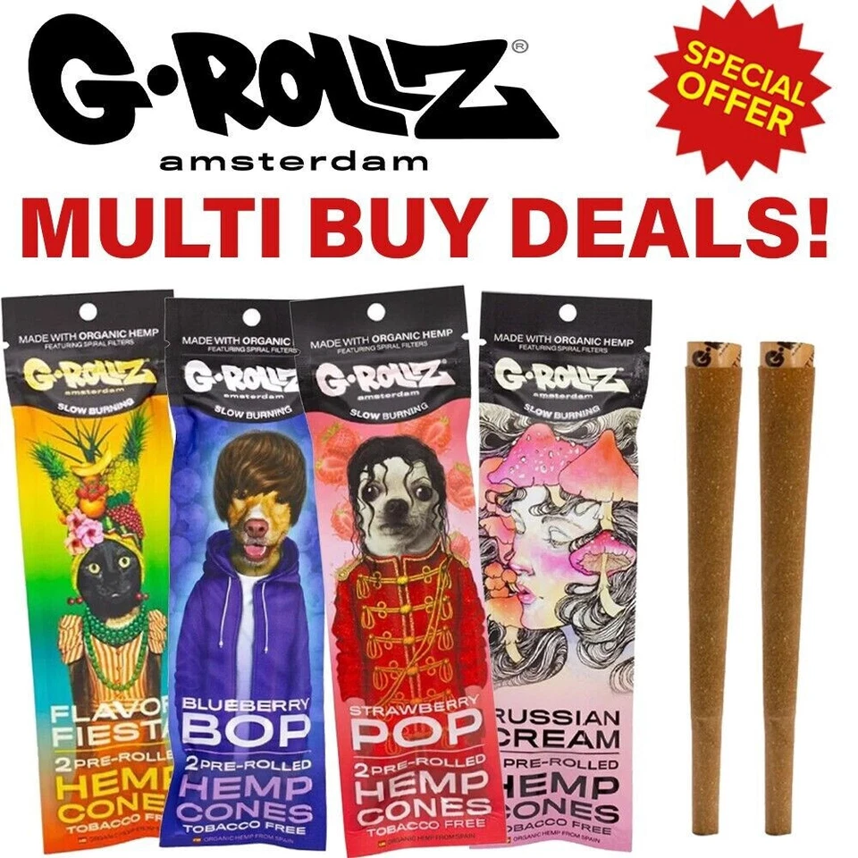G-ROLLZ Pre-Rolled Cones Flavoured , x2 per pack, G rollz, Multi- packs x4 x8